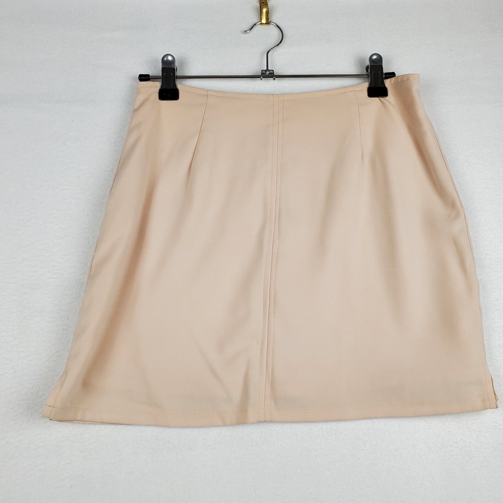 Night Walker Mini Skirt Women's Small Peach ‎ Beige Stretch Side Slit Zipper